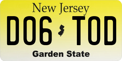 NJ license plate D06TOD