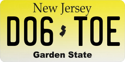 NJ license plate D06TOE