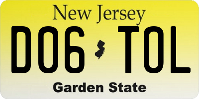 NJ license plate D06TOL