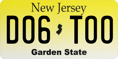 NJ license plate D06TOO