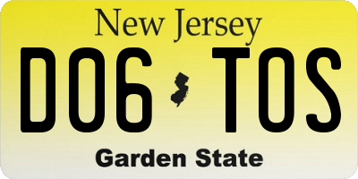 NJ license plate D06TOS