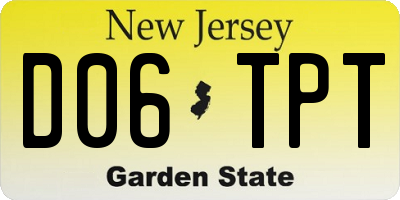 NJ license plate D06TPT
