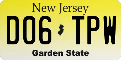 NJ license plate D06TPW