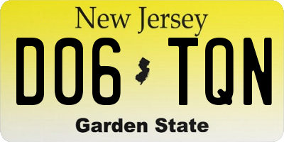 NJ license plate D06TQN
