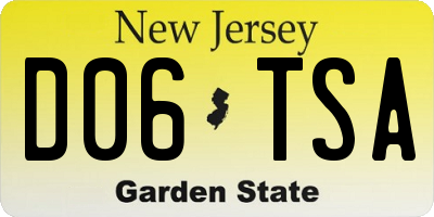 NJ license plate D06TSA