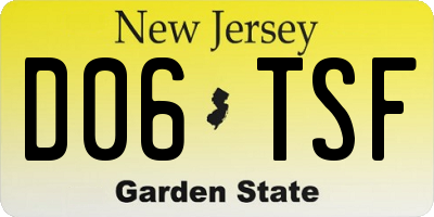 NJ license plate D06TSF