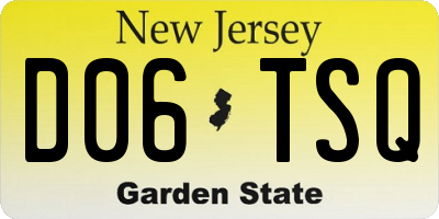 NJ license plate D06TSQ