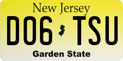NJ license plate D06TSU