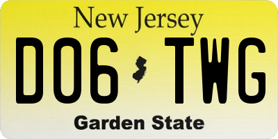 NJ license plate D06TWG