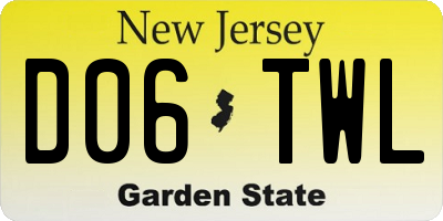 NJ license plate D06TWL