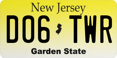NJ license plate D06TWR