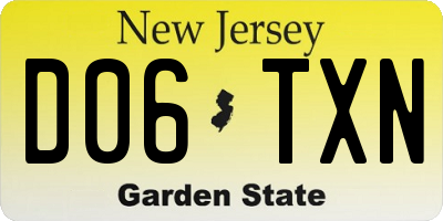 NJ license plate D06TXN