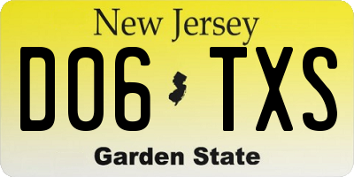 NJ license plate D06TXS