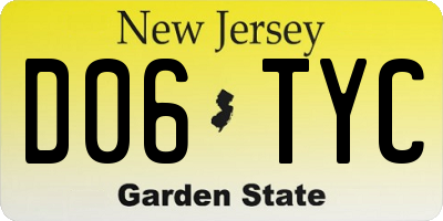 NJ license plate D06TYC