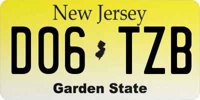 NJ license plate D06TZB