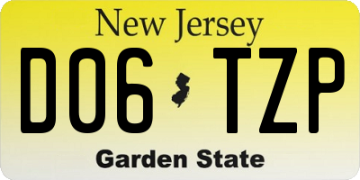 NJ license plate D06TZP