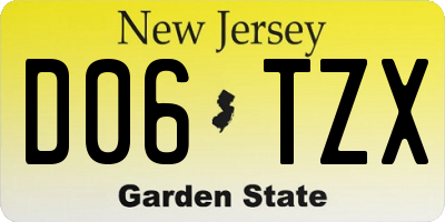 NJ license plate D06TZX
