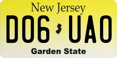 NJ license plate D06UAO