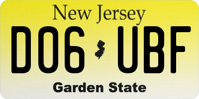 NJ license plate D06UBF