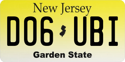 NJ license plate D06UBI
