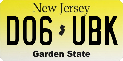 NJ license plate D06UBK