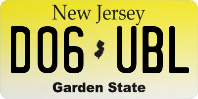 NJ license plate D06UBL