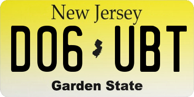 NJ license plate D06UBT