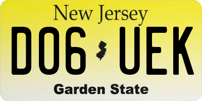 NJ license plate D06UEK