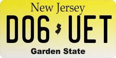 NJ license plate D06UET