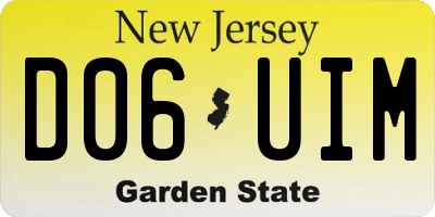 NJ license plate D06UIM