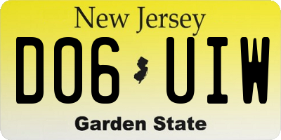 NJ license plate D06UIW
