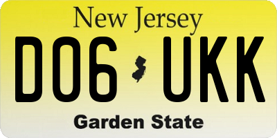 NJ license plate D06UKK