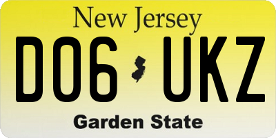 NJ license plate D06UKZ
