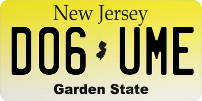 NJ license plate D06UME