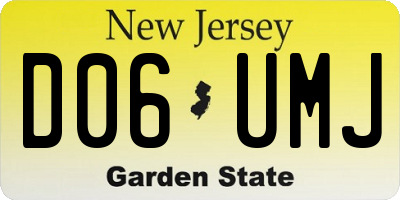 NJ license plate D06UMJ