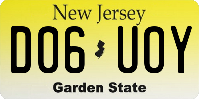 NJ license plate D06UOY