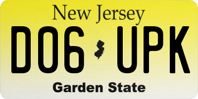 NJ license plate D06UPK
