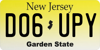 NJ license plate D06UPY