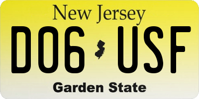 NJ license plate D06USF
