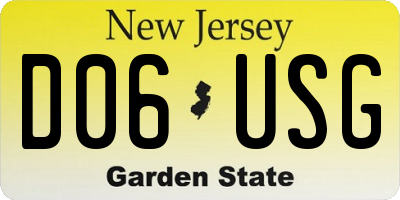 NJ license plate D06USG