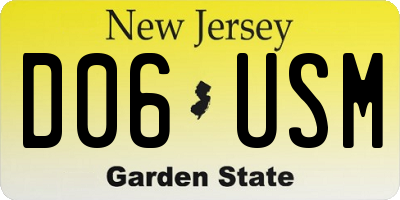 NJ license plate D06USM