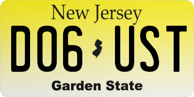 NJ license plate D06UST