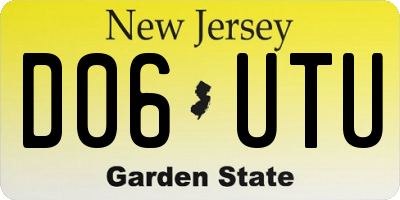 NJ license plate D06UTU
