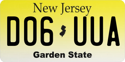 NJ license plate D06UUA