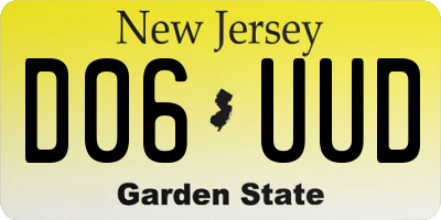 NJ license plate D06UUD