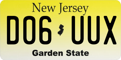 NJ license plate D06UUX
