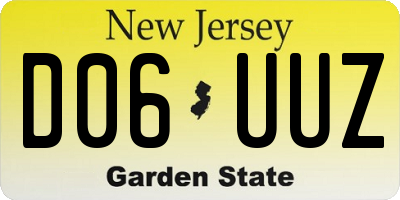 NJ license plate D06UUZ