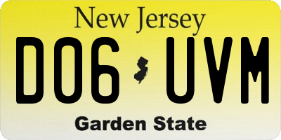 NJ license plate D06UVM
