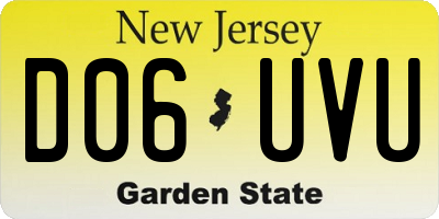 NJ license plate D06UVU