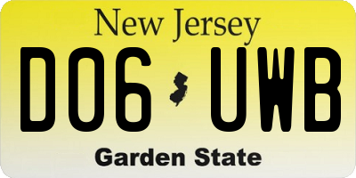 NJ license plate D06UWB
